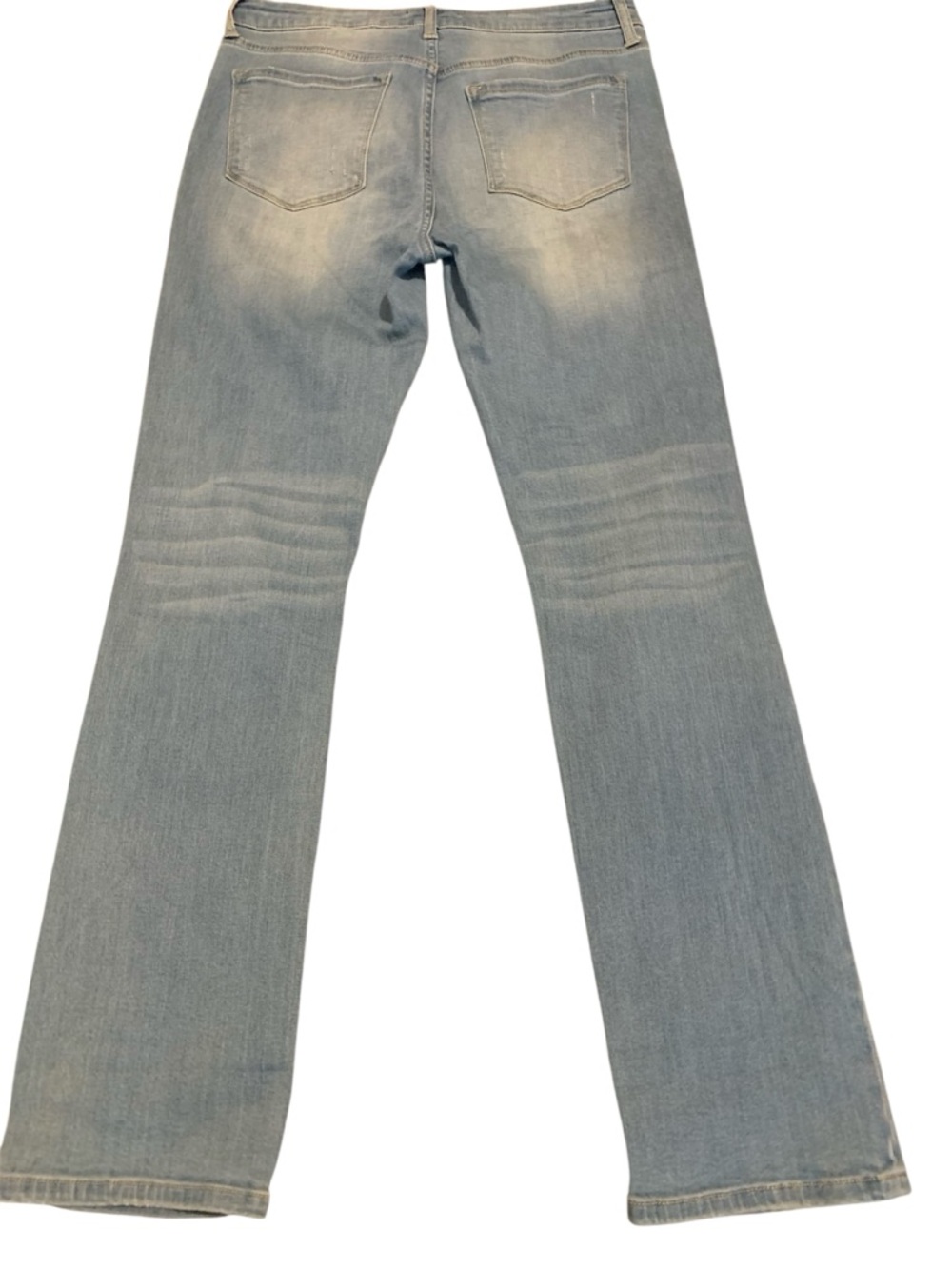 Distressed Light Blue Straight Leg Women's Jeans - Picture 4 of 7